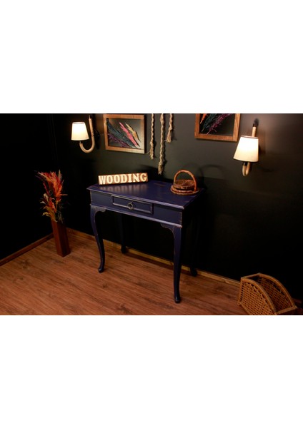 Wooding 80 cm Masif Eskitme Lacivert Dresuar