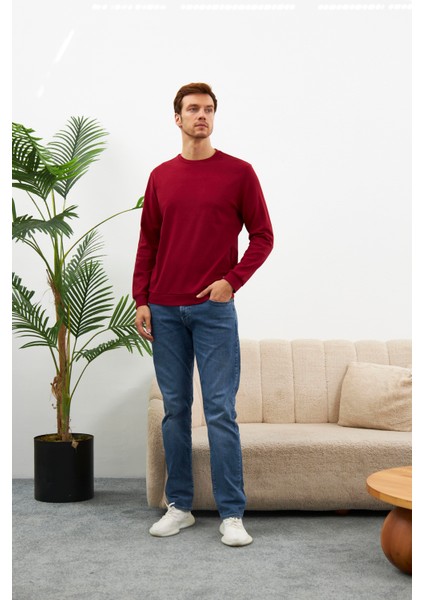 Erkek Comfort Fit Basic Düz Sweatshirt Bordo MARS26 fırsatları