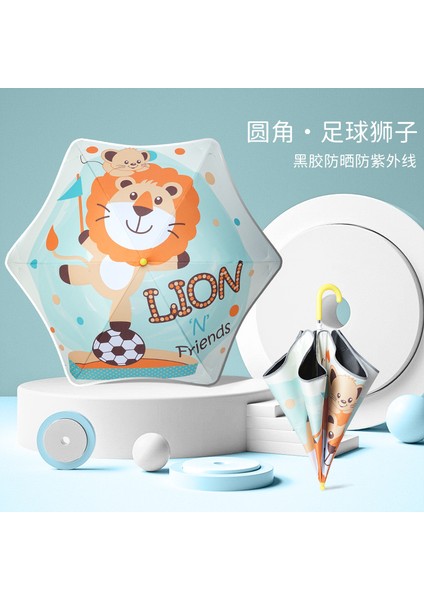 Çocuk Şemsiyesi Vinil Güneş Koruma Uv Işığı Veya Yağmur Çift Kullanımlı Uzun Saplı Karikatür Güneşlik Şemsiye Güvenlik Yuvarlak Köşe Anaokulu (Yurt Dışından)