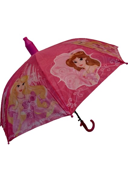Plastik Korumalı Kapaklı Kız Çocuk Şemsiyesi Baston 8 Tel (Teleskopik)