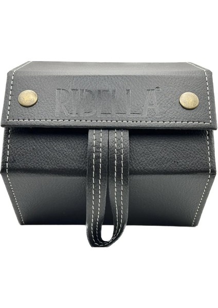 El Yapımı 6'lı Deri Güneş Gözlüğü Kılıfı Seyahat Çantası Siyah