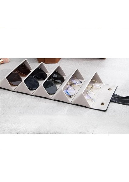 El Yapımı 5'lı Deri Güneş Gözlüğü Kılıfı Seyahat Çantası Siyah fırsatları