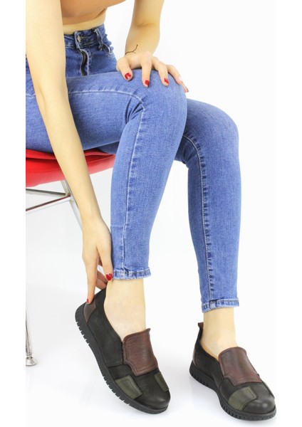 Kadın Spor Tarz Ortopedik Deri Bağcıksız Günlük Ayakkabı M24/KA6195