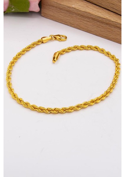 14 Ayar Altın Bileklik 2 mm Halat Zincir Bileklik Kadın Bileklik