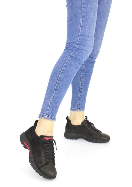 Kadın Spor Tarz Deri Kışlık Bağcıklı Ortopedik Ayakkabı M24/KA6315