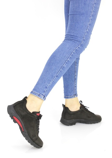 Kadın Spor Tarz Deri Kışlık Bağcıklı Ortopedik Ayakkabı M24/KA6315