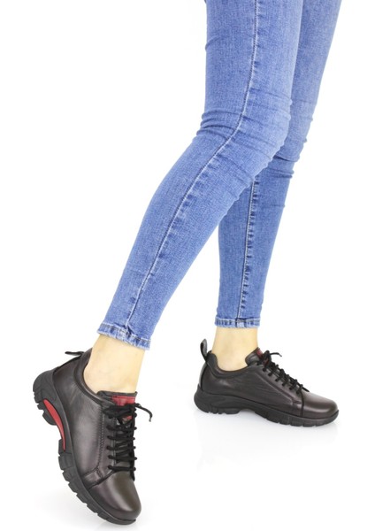 Kadın Spor Tarz Deri Kışlık Bağcıklı Ortopedik Ayakkabı M24/KA6315 fiyatları