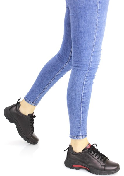 Kadın Spor Tarz Deri Kışlık Bağcıklı Ortopedik Ayakkabı M24/KA6315 fırsatları