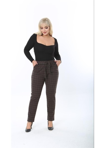 Kadınbüyük Beden Cepli Kuşaklı Jakarlı Pantolon fiyatları