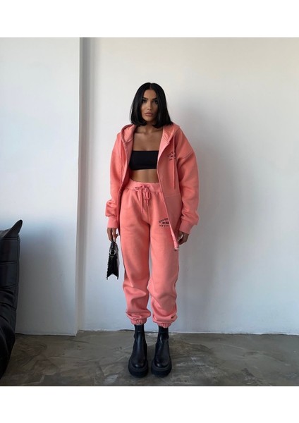 Özel Tasarım Kapüşonlu Tam Fermuarlı 3 Iplik Şardonlu Pamuk Kışlık Şık Kadın Eşofman Takımı fiyatları