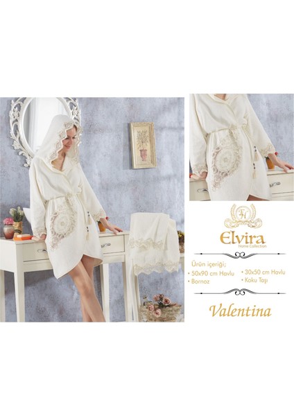 Elvira Valentina Lüks Fransız Dantelli Balayı Bornozu