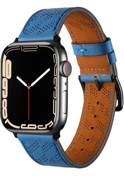 ​​​ Watch 44MM Krd-76 Pu Deri Kordon Strap Kayış-Mavi