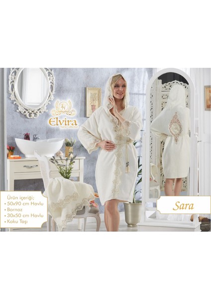 Elvira Sara Lüks Fransız Dantelli Balayı Bornozu