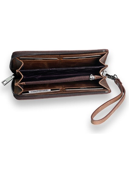 Antik Kahverengi - Taba Çok Fonksiyonlu Hakiki Deri Cüzdan ve El Çantası Erkek / Kadın P3071 fırsatları