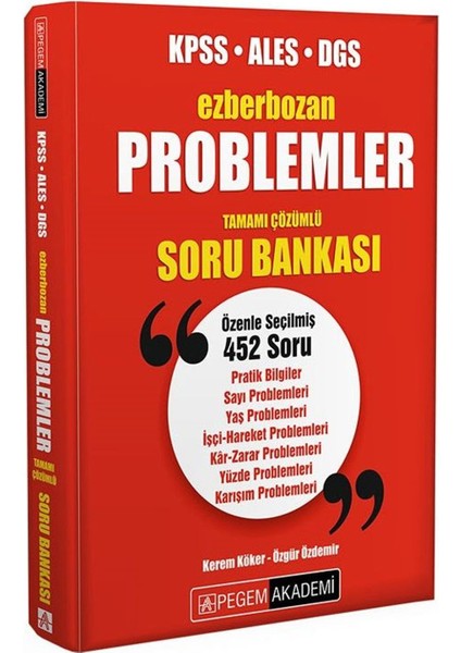KPSS ALES DGS Problemler Ezberbozan Soru Bankası Pegem Akademi Yayıncılık