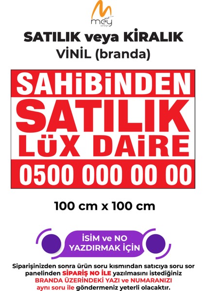 100X100 cm Sahibinden Satılık Dijital Baskı Branda - Kişiye Özel Baskılı