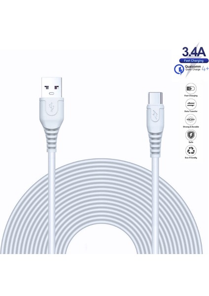 Oppo K5 Uyumlu 3.4 Amper 2 Metre Ultra Hızlı Type-C Şarj Kablosu - İthalatçı Garantili