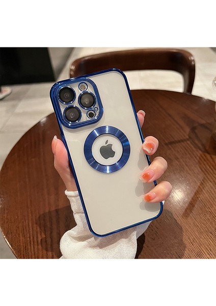iPhone 15 Pro Max Kılıf Şık Logo Gösteren Tasarımlı Kamera Lens Korumalı Yumuşak Silikon Slot Case