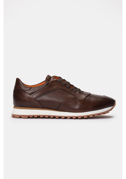 Erkek Kahverengi Deri Sneaker