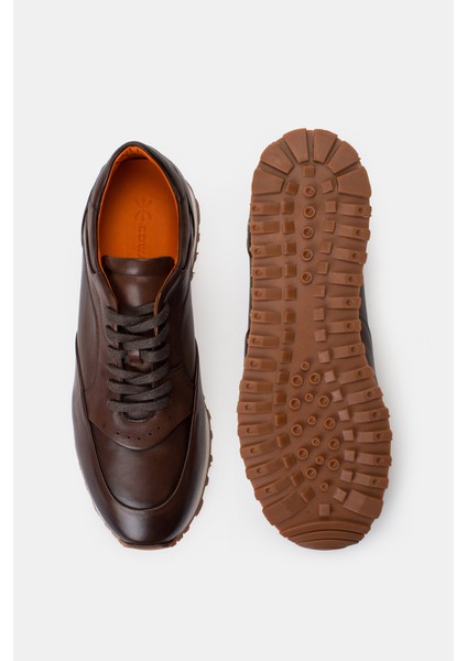 Erkek Kahverengi Deri Sneaker modelleri
