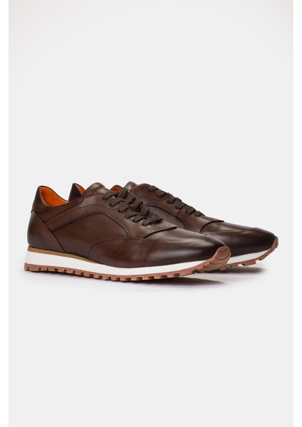 Erkek Kahverengi Deri Sneaker