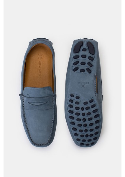 Erkek Açık Mavi Nubuk Loafer