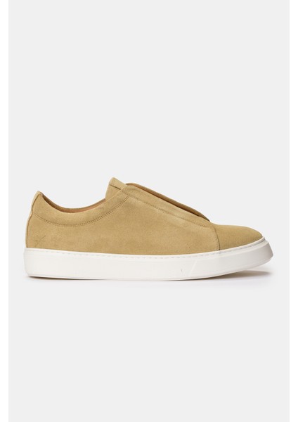Erkek Bej Bağcıksız Süet Sneaker