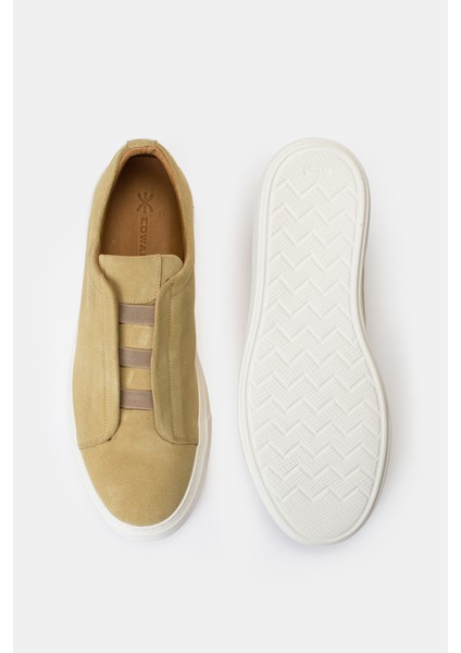 Erkek Bej Bağcıksız Süet Sneaker