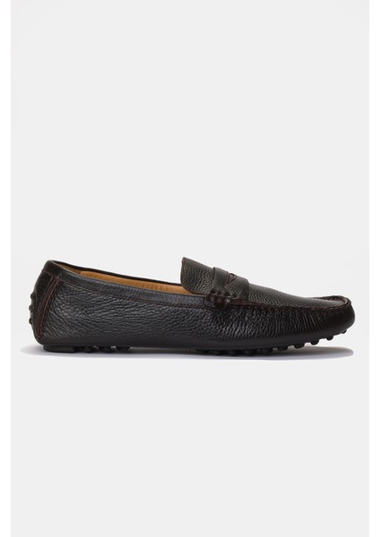 Erkek Kahverengi Deri Loafer