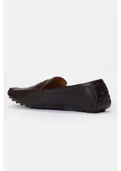 Erkek Kahverengi Deri Loafer