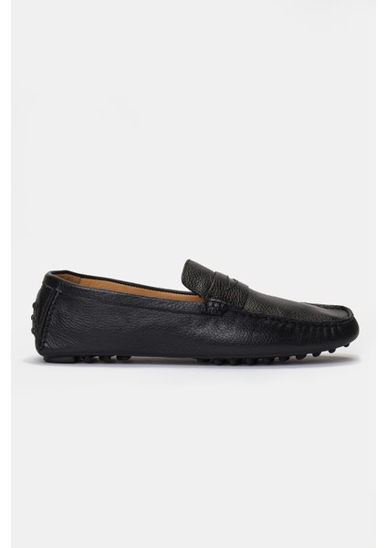 Erkek Siyah Deri Loafer