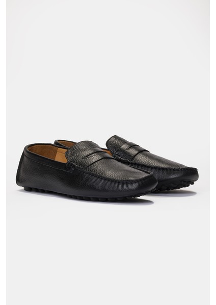 Erkek Siyah Deri Loafer modelleri