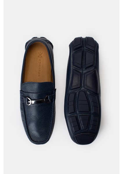 Erkek Lacivert Deri Tokalı Loafer fırsatları