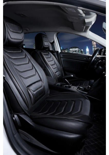 fiat Egea Hb Uyumlu Yarı Deri Oto Koltuk Kılıfı Ön-Arka Set Anka Series Siyah