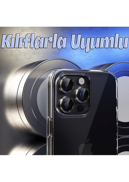 iPhone 15 Pro Uyumlu Kamera Lens Koruyucu, Çiziğe ve Darbeye Dayanıklı Koruyucu