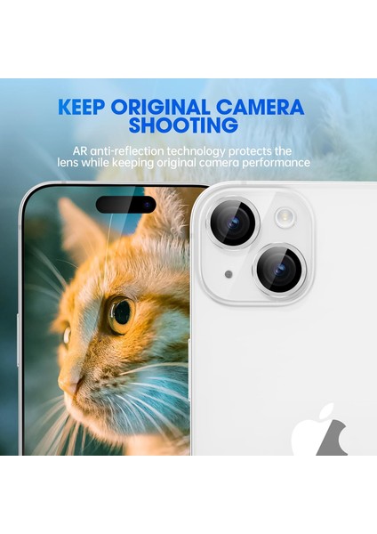 iPhone 15 Uyumlu 9h Temperli Cam Halka Kamera Lens Koruyucu fırsatları