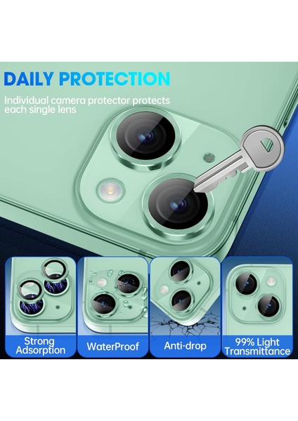 iPhone 15 Uyumlu 9h Temperli Cam Halka Kamera Lens Koruyucu modelleri