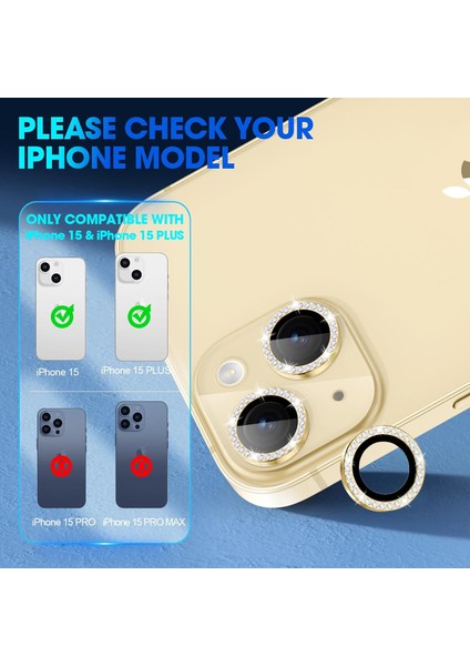 iPhone 15 Uyumlu 9h Temperli Cam Halka Kamera Lens Koruyucu fiyatları