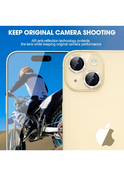 iPhone 15 Uyumlu 9h Temperli Cam Halka Kamera Lens Koruyucu fırsatları