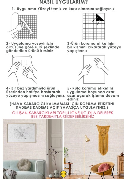 Kendinden Yapışkanlı 60CM×100CM Keten Görünümlü Açıkbej Duvar Kağıdı Mutfak Dolap Kaplama
