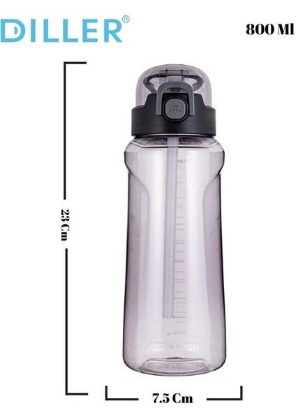 Dıller Tritan Silikon Pipetli Matara - 800 ml