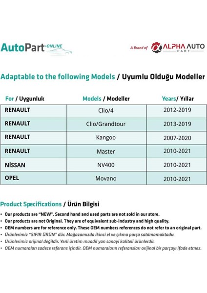 Nissan NV400,OPEL Movano Için Ön Cam Su Fıskiye Memesi
