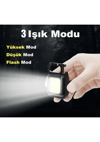 Hineza Home Mini LED Işıldak Kamp Feneri Güçlü Işık 600 Lümen Cob Rechargeable Şarj Edilebilir Fener