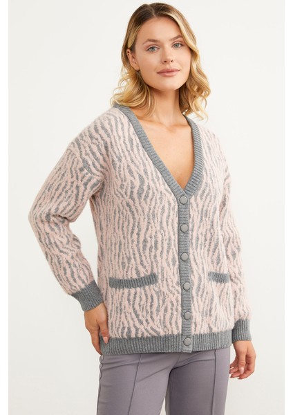 Renk Kombinli Yumoş Triko Hırka - Gri modelleri