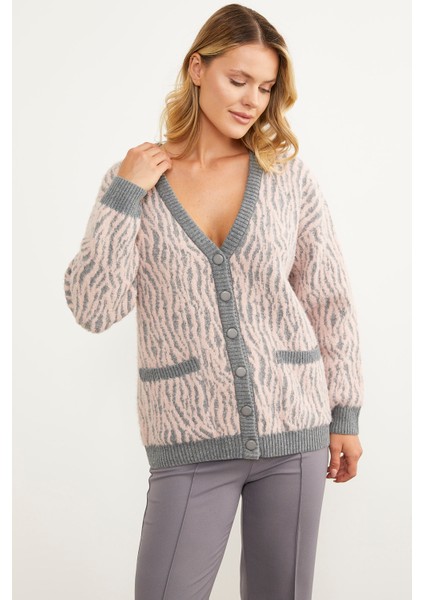 Renk Kombinli Yumoş Triko Hırka - Gri fırsatları