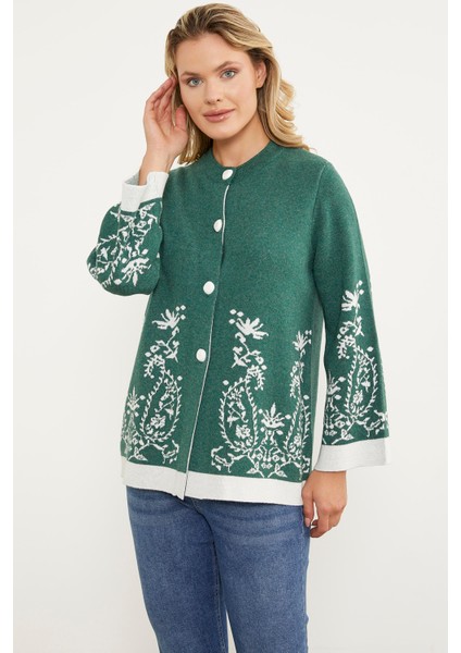 Dolu Iğne Düğmeli Kalın Triko Ceket - Yeşil fiyatları
