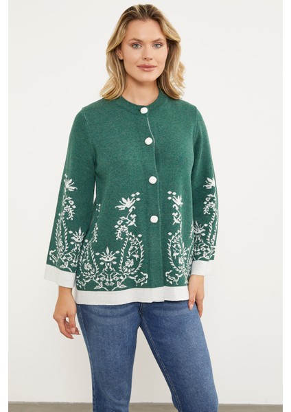 Dolu Iğne Düğmeli Kalın Triko Ceket - Yeşil fırsatları