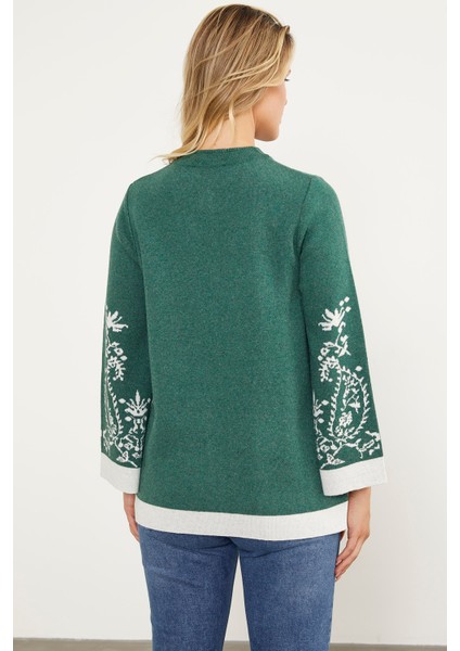 Dolu Iğne Düğmeli Kalın Triko Ceket - Yeşil indirimleri