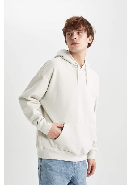Oversize Fit Kapüşonlu Basic Sweatshirt X8287AZ23AU fırsatları
