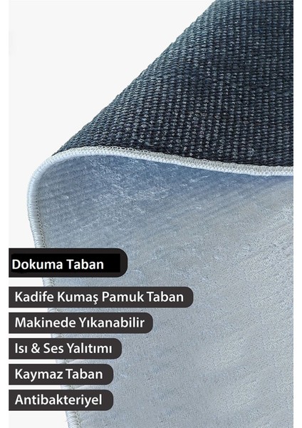 Dot Kaymaz Tabanlı Modern Yıkanabilir Halı ve Yolluk